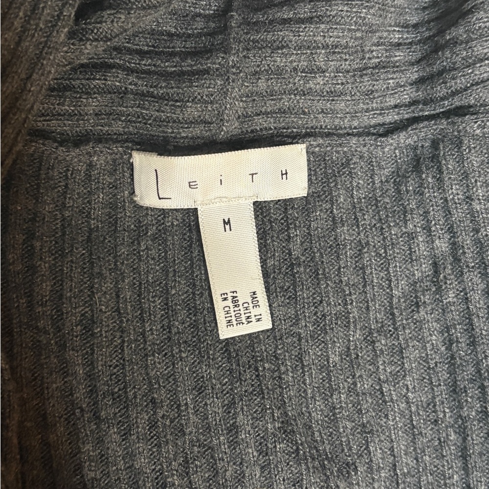 Grey Ribbed Open Front Cardigan - Picture 4 of 4